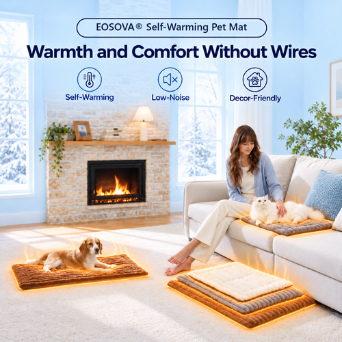 EOSOVA® Self-Warming Pet Mat: warmth and comfort without wires, self-warming, low-noise, decor-friendly