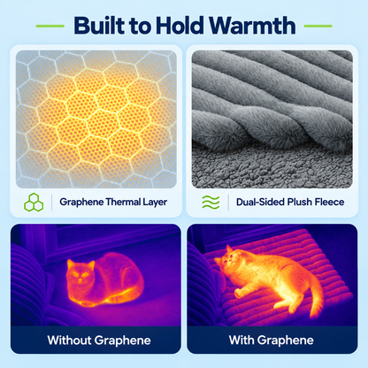 Built to hold warmth: pet curled up on the self-warming mat
