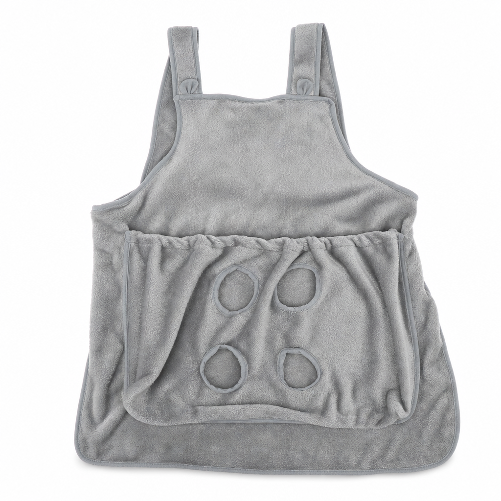 Thick model coral fleece pet cuddling apron on a white background